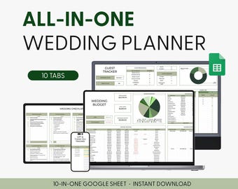All in One Wedding Planner Spreadsheet, Google Sheets Wedding Planner, Digital Wedding Planning, Wedding Budget Worksheet, Wedding Checklist