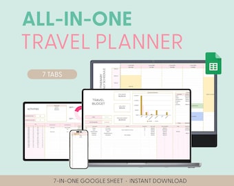 Travel Planner Google Sheet Planner Template Holiday Organizer Travel Budget Spreadsheet Travel Itinerary Vacation Plan Family Packing List