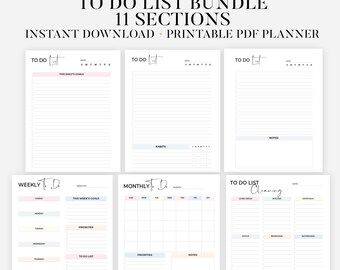 Plantilla de lista de tareas de productividad, lista de tareas mínimas diarias imprimibles, lista de tareas semanales, lista de tareas sencillas, tamaño A4/A5/carta/media página, PDF imprimible