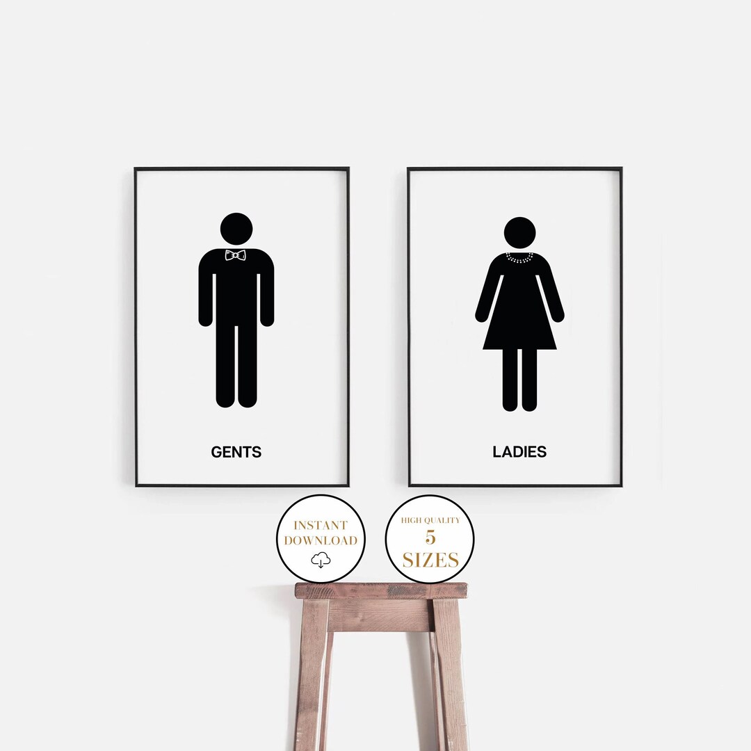 Ladies and Gents Restroom Sign, Bathroom Printable Wall Art, Bathroom ...