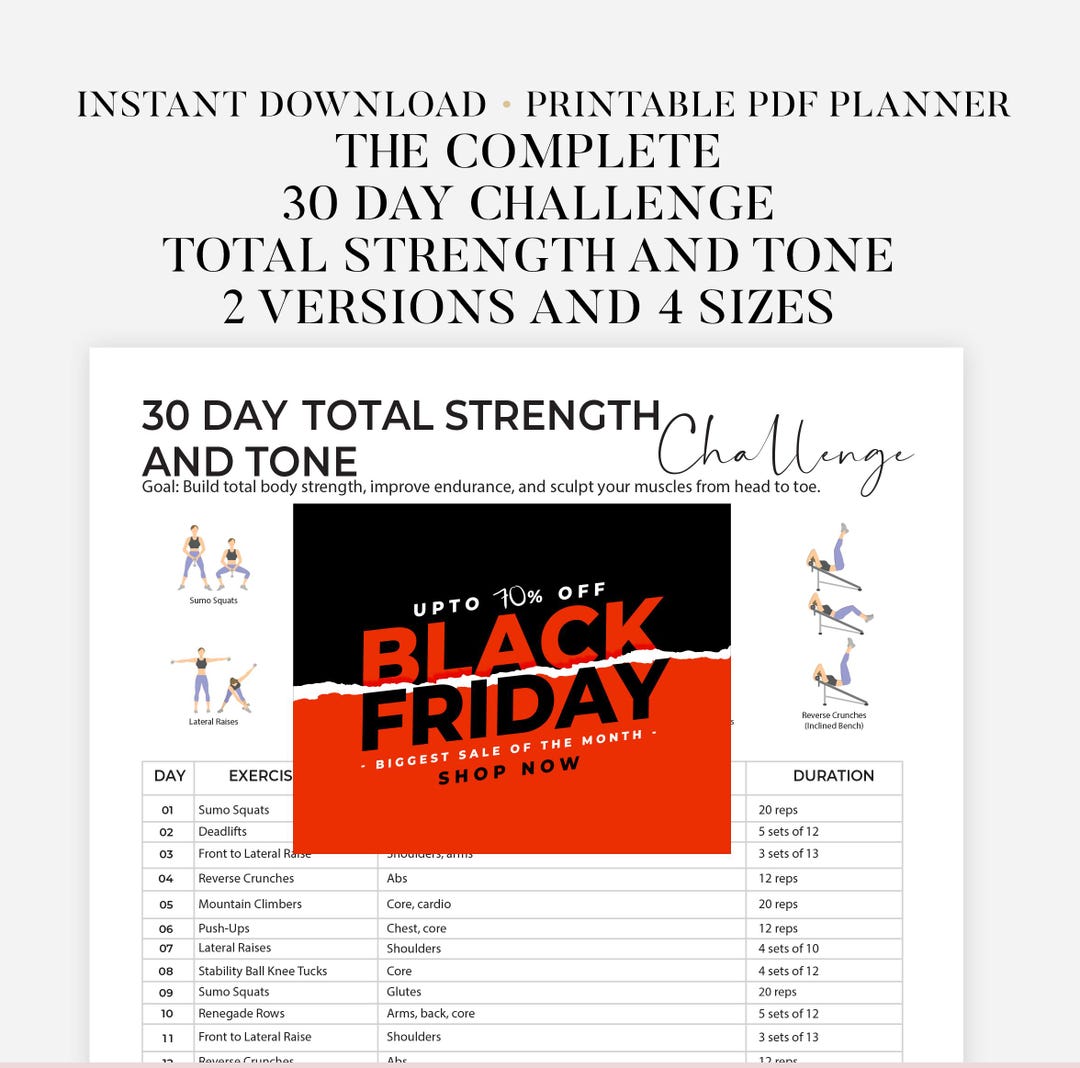 30 Day Full Body Workout Challenge Printable | Full Body Workout Plan ...