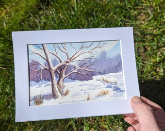 Aquarelle originale d'une scène d'hiver irlandaise