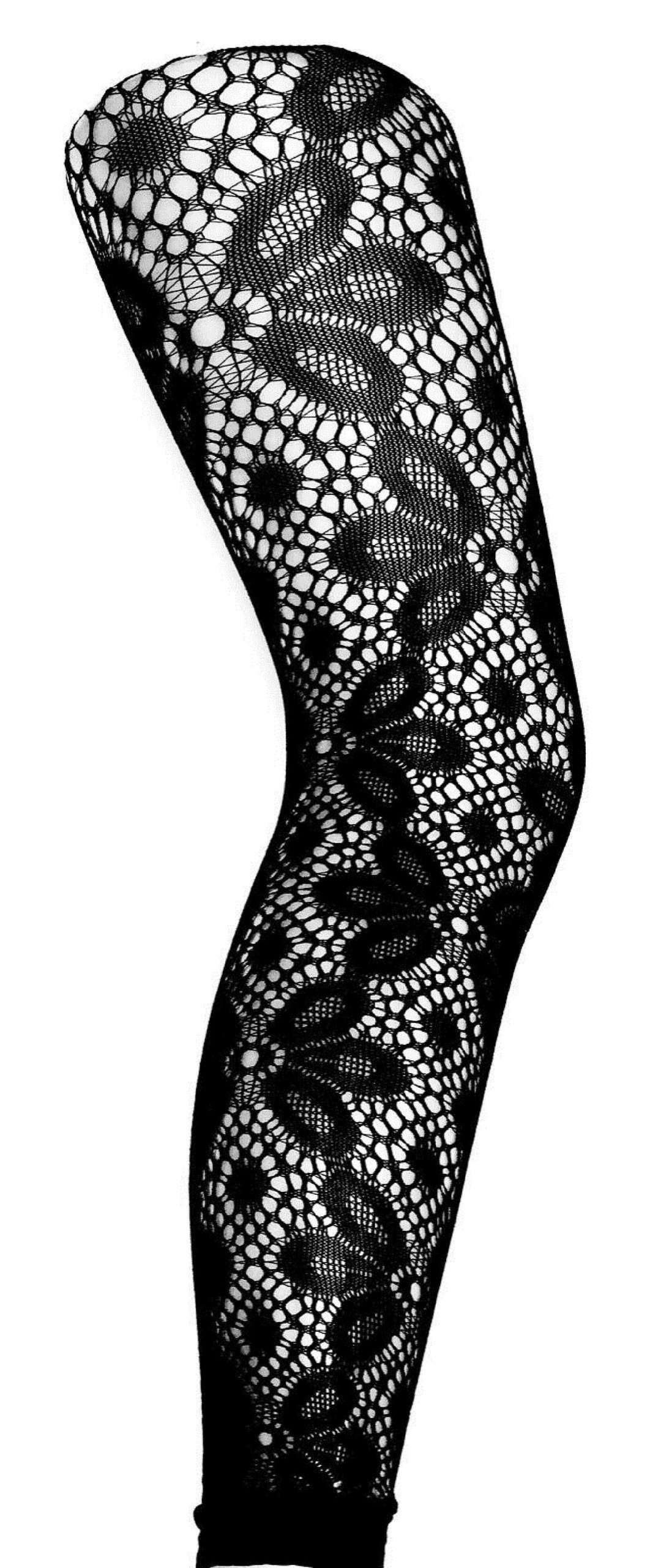 Lace Design Plus Size Footless Tights Etsy