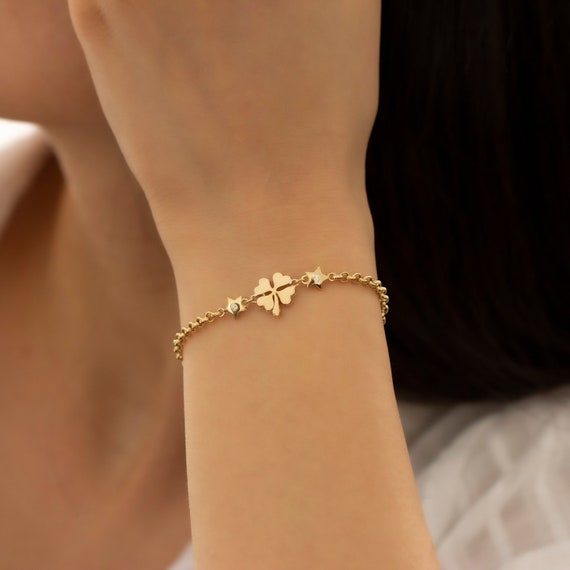 Simple Rose Gold Clover Luck Bracelet