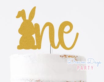 Glitter Bunny Cake Topper, Some Bunny is One, 1st Birthday, Easter Spring Themed Decorations