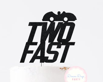 Two Fast Cake Topper: Race Car 2nd Birthday Decoration, Second Party Decor