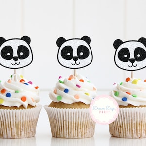 Panda Cupcake Toppers - Adorable Decor for Panda Birthday & Baby Shower Parties! Cute Panda Theme Picks - Panda Face Cupcake Toppers