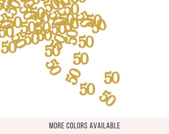 50th Birthday Decorations, 50 Golden Anniversary, 50 confetti Celebration Decor, Milestone Event Party Supplies