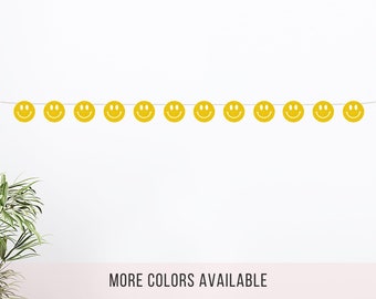 Smile Face Garland, Smiley Face Birthday, Happy Face Banner, Groovy Birthday Party Themed, Kids Birthday Banner