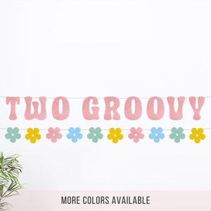 Two Groovy Birthday Party, Two Groovy Banner, Retro 2nd Birthday Themed Party Decorations