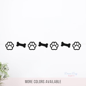 Dog Birthday Decorations, Dog Bone Garland, Dog Paw Garland, Lets Pawty, Puppy Party, Dog Themed Party Decor