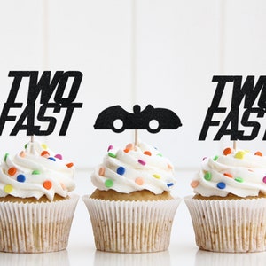 Two Fast Cupcake Topper, Race Car Birthday, Two Fast Birthday, 2nd Birthday, 2 Fast 2 Curious, Racecar Topper, 2 Fast Birthday