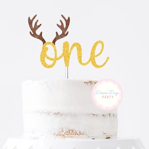Antler Cake Topper, Antler One Cake Topper, Deer Cake Topper, Christmas Topper, Reindeer Antlers Cake Topper, 1st Birthday, Cake Smash