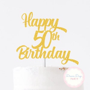 50th Birthday Cake Topper, Happy 50th Birthday Cake Topper, 50th Cake Topper, Fifty Birthday Party Decor