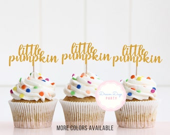 Little Pumpkin Cupcake Topper, Fall Themed 1st Birthday Decor, Pink Baby Shower Decorations