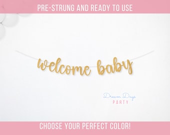 Welcome Baby Banner, Baby Shower Sign, Gender Reveal Party Decor, Garland Decorations