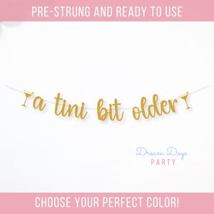 Tini Bit Older Banner: Funny Birthday Adult Milestone Party Decoration | Martini Themed Event Decor