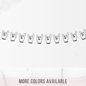 Rock Hand Garland for Rock 'n Roll, Decades Party, and Music Theme Parties - Music Decor, Rock Star Party Decoration