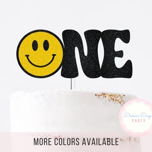 One Smiley Cake Topper, One Happy Dude Cake Smash, One Cool Dude, Smiley Face Birthday Party Decor