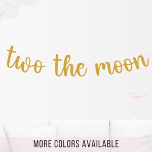 Two the Moon Banner for 2nd Birthday | Space Themed Party Decorations for Boys | Outer Space Second Birthday Party Decor