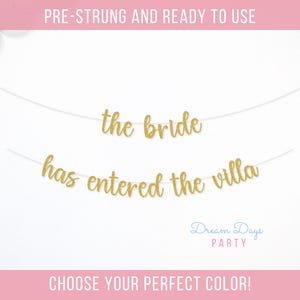 The Bride Has Entered The Villa Banner, Love Island Bachelorette Party Decor, Bridal Shower Decorations, Engagement Party Sign
