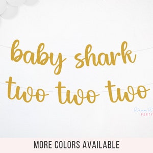 Baby Shark Two Two Two Birthday Banner, Second Birthday Party Decor, Baby Shark Theme Banner, 2nd Birthday Party Supplies