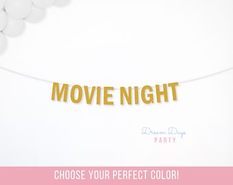Movie Night Banner, Birthday Party Decor, Sleepover, Cinema Theme