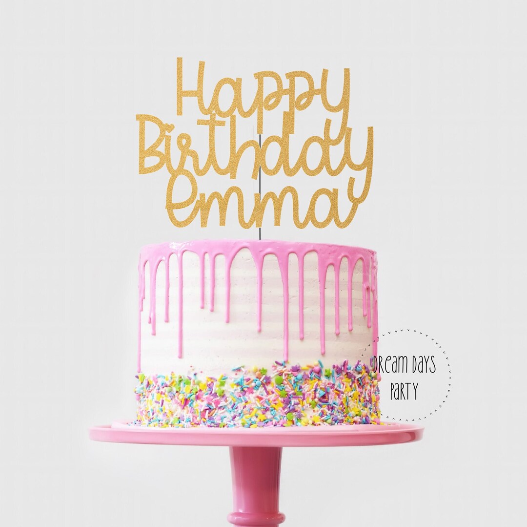 Happy Birthday Name Cake Topper, Personalized Cake Topper, Custom Cake ...