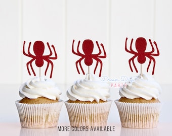 Spider Superhero Cupcake Toppers – Hero Birthday Party Picks & Cake Decorations | Themed Party Supplies