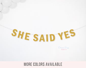 She Said Yes Banner, Bridal Engagement Party Decorations Sign, Engagement Decor Background