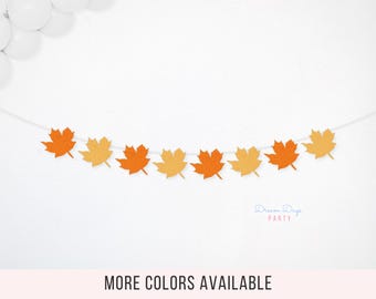 Maple Leaves Garland: Fall Thanksgiving Decor - Autumn Leaf Garland for Fireplace, Harvest Party