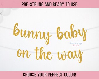 Bunny Baby on the Way Banner: Baby Shower Party Decor, Spring Easter, Gender Reveal