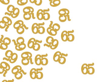May include: Gold glitter confetti in the shape of the numbers 65 and 89, scattered on a white background. The text "CHOOSE YOUR PERFECT COLOR!" is at the bottom. Suitable for a 65th or 89th birthday celebration.