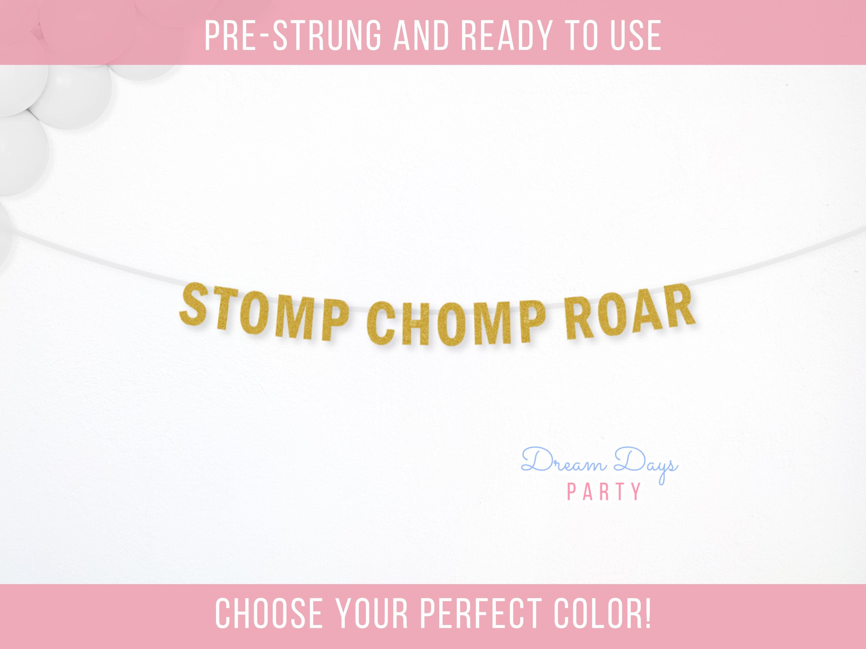 Stomp Chomp Roar Dinosaur Banner: Dino 1st Birthday Party Sign Decor ...