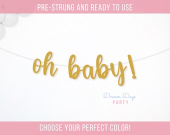Oh Baby Banner: Baby Shower Decorations | Neutral Gender Reveal Party Decor
