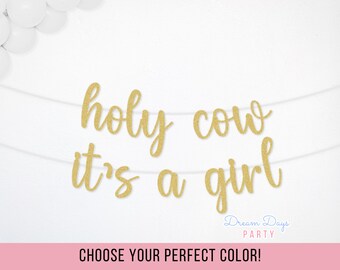 Holy Cow Its a Girl Banner, Farm Pink Baby Shower Theme Decor