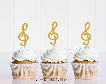Treble Clef Music Note Cupcake Toppers, Music Themed Birthdays, Weddings, and Parties