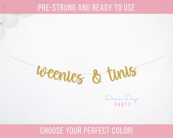 Weenies and Tinis Banner: Martinis Bachelorette Party Decor | Hot Dog & Martini Glitter Sign