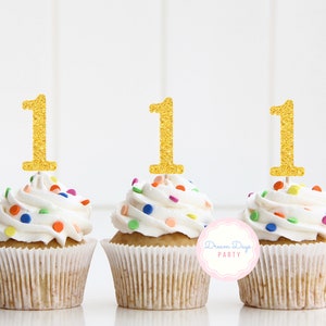 Number One Cupcake Topper, 1 Year Anniversary, 1 Year Old Birthday ...