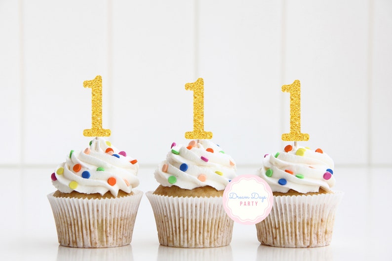 Number One Cupcake Topper Number Cupcake Topper 1 Year Etsy