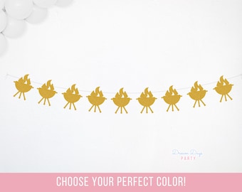 Grill Garland, BBQ Party Decor, Summer Cookout Banner, Backyard Barbecue Decoration, Birthday, Baby Q