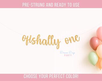 Ofishally One Banner Glitter Fishing Decor | First Birthday | O Fish Ally One Party Decoration