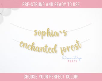 Custom Enchanted Forest Birthday Banner: Fairy Garden Party Decor, Whimsical Forest Theme