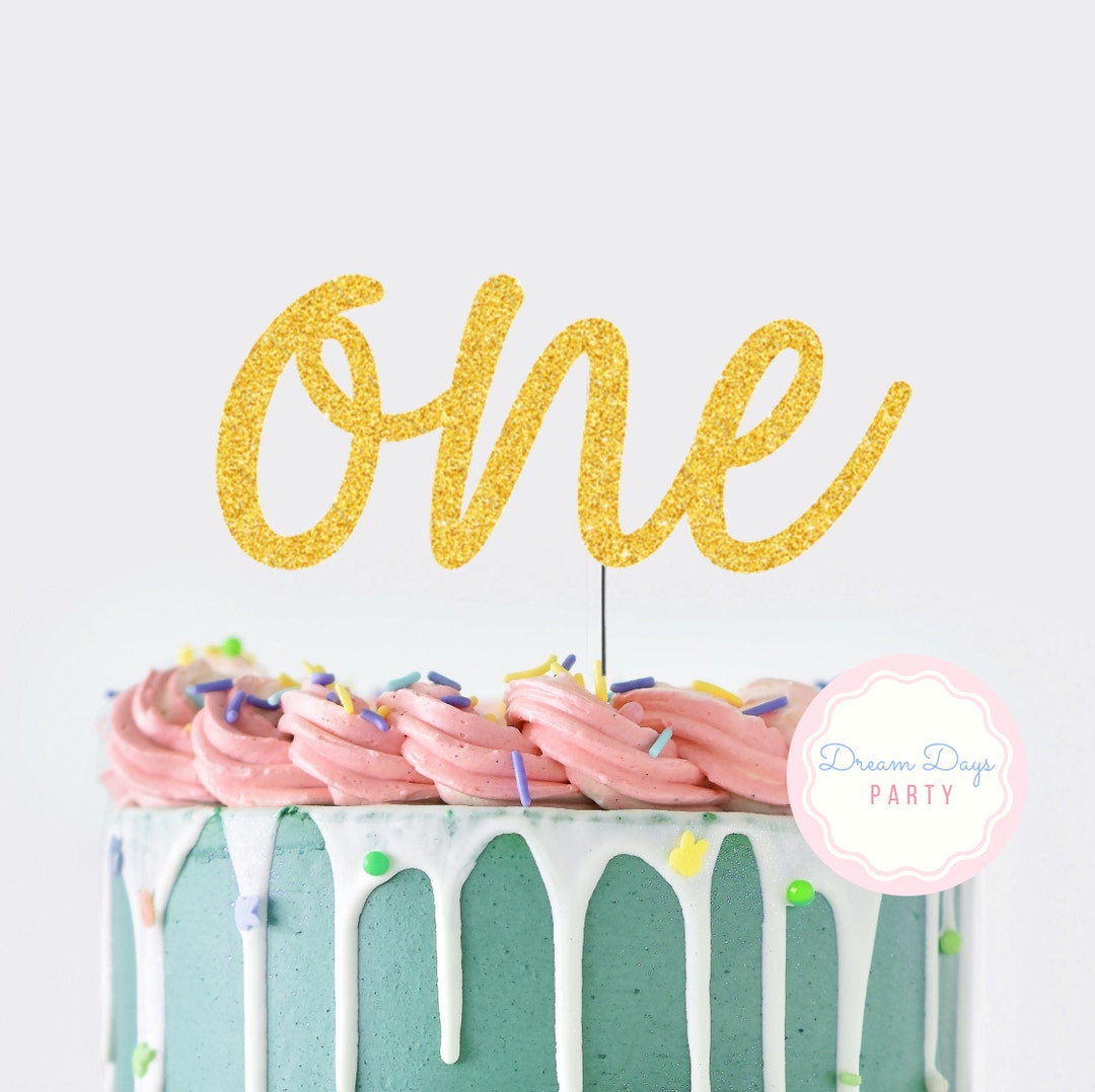 One Cake Topper Glitter 1st Birthday, Baby Shower, Cake Smash Etsy — free download