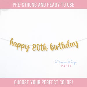 Happy 80th Birthday Banner – 80th Birthday Party Decorations, Cheers to 80 Years Sign, 80 Years Loved Milestone Decor