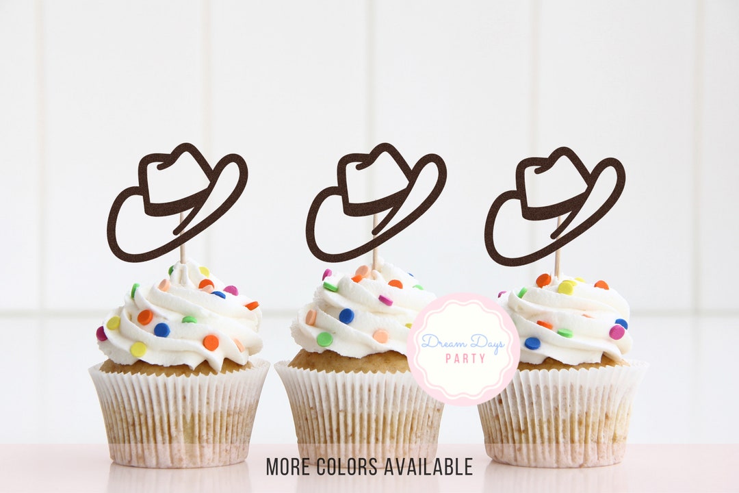 Cowboy Hat Cupcake Topper, My First Rodeo, Cowboy Birthday Themed