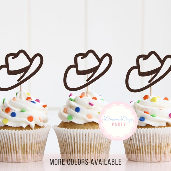 Cowboy Hat Cupcake Topper,  My First Rodeo, Cowboy Birthday Themed, Cowgirl Rodeo Birthday, Western Party Decor