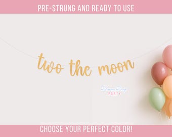 Two the Moon Banner: 2nd Birthday | Space Themed Party Decorations | Outer Space Second Decor