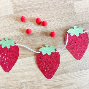 Strawberry Garland, Strawberry Birthday Highchair Banner, Strawberry Baby Decor, Sweet to be One, Strawberry Backdrop