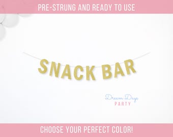 Snack Bar Banner: Wedding Glitter Sign | Popcorn or Dessert Table Decor | Late Night Station